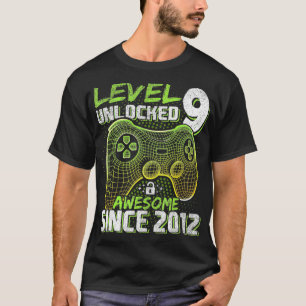 Camiseta Nível 9 Desbloqueado Incrível 2012 Vídeo Game 9.º