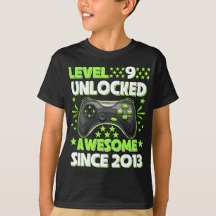 Camiseta Nível 9 Desbloqueado Incrível 2013 Vídeo Game 9.º