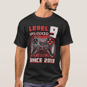 Camiseta Nível 9 Desbloqueado Incrível 2013 Vídeo Game 9.º