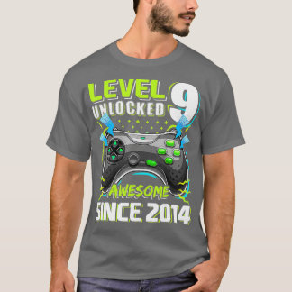 Camiseta Nível 9 Desbloqueado Incrível 2014 Vídeo Game 9.º 