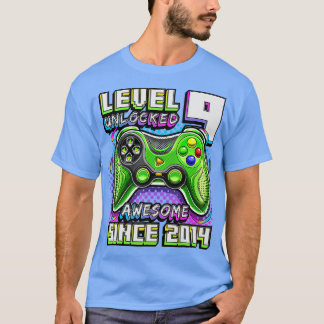 Camiseta Nível 9 Desbloqueado Incrível 2014 Vídeo Game 9.º 