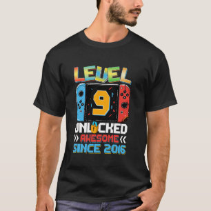 Camiseta Nível 9 Desbloqueado Incrível 2016 Vídeo Game 9.º