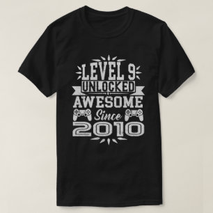 Camiseta Nível 9 Desbloqueado Incrível Desde 2010 9.º An