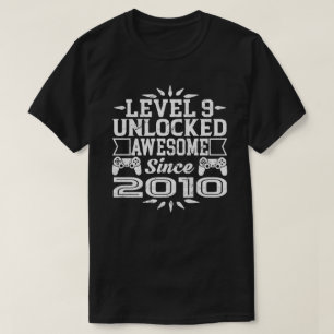 Camiseta Nível 9 Desbloqueado Incrível Desde 2010 9.º Anive