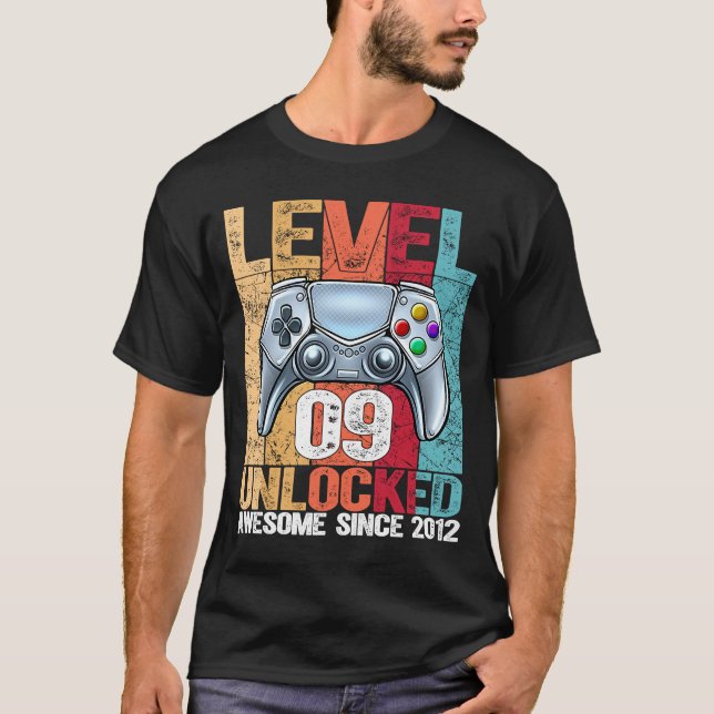 Camiseta Nível 9 Desbloqueado Incrível Desde 2012 9 Anivers (Frente)