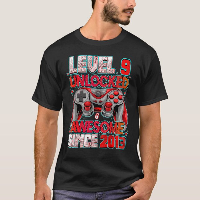 Camiseta Nível 9 Desbloqueado Incrível Desde 2013 9 Anivers (Frente)