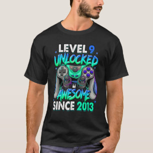 Camiseta Nível 9 Desbloqueado Incrível Desde 2013 9 Anivers