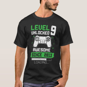 Camiseta Nível 9 Desbloqueado Incrível Desde 2013 Jogador 9