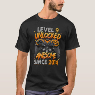 Camiseta Nível 9 Desbloqueado Incrível Desde 2014 9.º Anive
