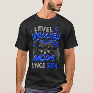 Camiseta Nível 9 Desbloqueado Incrível Desde 2014 9.º Anive