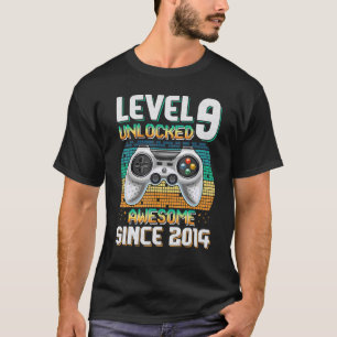Camiseta Nível 9 Desbloqueado Incrível Desde 2014 9.º Anive