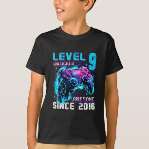 Camiseta Nível 9 Desbloqueado Incrível Desde 2016 Aniversár