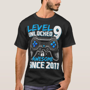 Camiseta Nível 9 Desbloqueado Incrível desde o 9º Jogo d