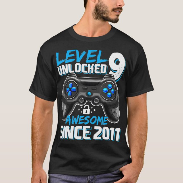 Camiseta Nível 9 Desbloqueado Incrível desde o 9º Jogo de V (Frente)