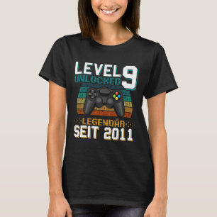 Camiseta Nível 9 Desbloqueado Incrível Desde o Aniversário