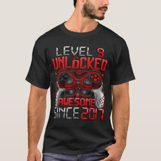 Camiseta Nível 9 Desbloqueado Menino de 9 Anos Para Meninos