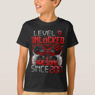 Camiseta Nível 9 Desbloqueado Menino de 9 Anos Para Meninos