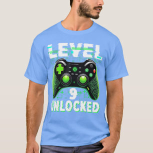Camiseta Nível 9 Desbloqueado Vídeo Engraçado Gamer Geek 9º
