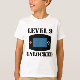 Camiseta Nível 9 destravado aniversário do video games 9o