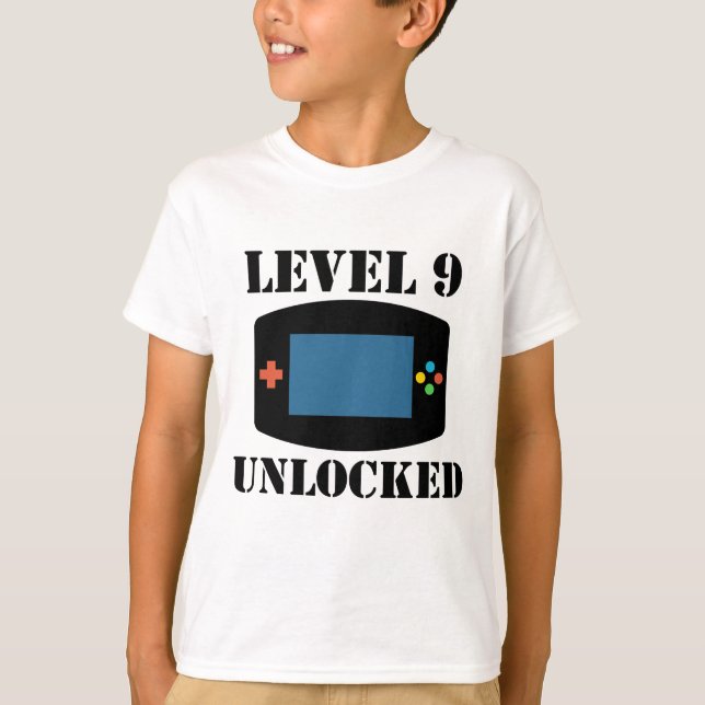 Camiseta Nível 9 destravado aniversário do video games 9o (Frente)