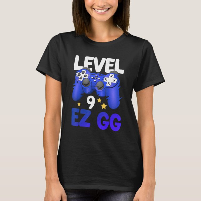 Camiseta Nível 9 EZ GG 9th Gamer Boy Teenager Controller Bi (Frente)