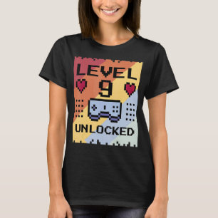 Camiseta Nível 9 Jogador Jogador Bloqueado 9º Aniversário d