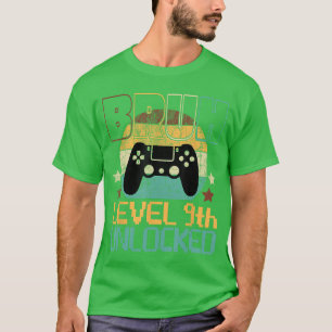 Camiseta Nível Bruh 9º Desbloqueado Aniversário Jogos Menin