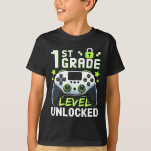 Camiseta Nível de 1ª Série Desbloqueado Video Gamer Volta à
