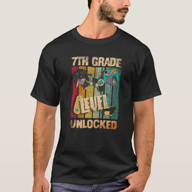 Camiseta Nível De 7 Nível Desbloqueado De Volta À Escola Sé (Frente)
