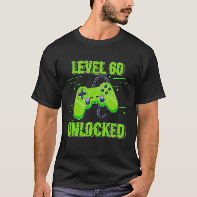 Camiseta Nível de Aniversário 60 Controlador de Videos game (Frente)