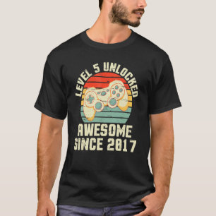 Camiseta Nível de Aniversário de Gamer 5 Anos Desbloqueado