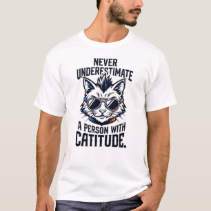 Camiseta Nível de Atitude Felina 100 Atitude de Gato Engraç