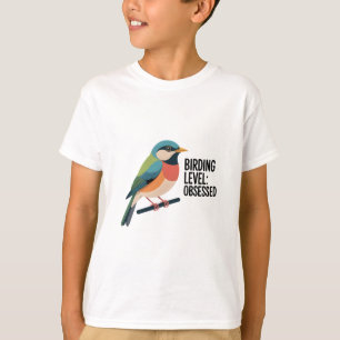 Camiseta Nível de Aves: Obcecado - Des Coloridas de Birdwat