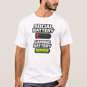 Camiseta Nível de Bateria de Gamer Divertido Design de Jogo