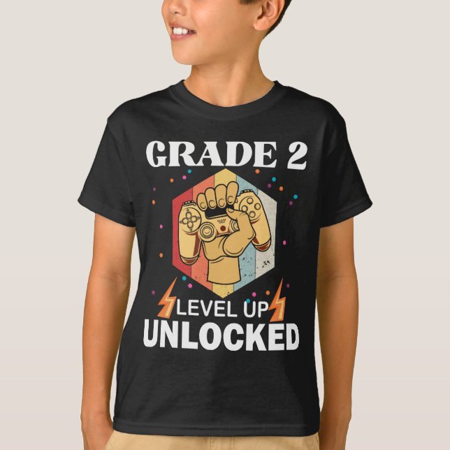 Camiseta Nível De segundo Desbloqueado Volta À Primeira Esc (Frente)