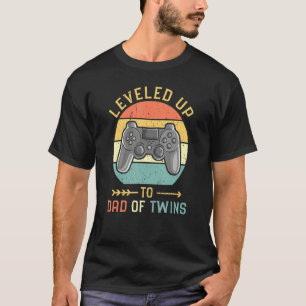 Camiseta Nível De Vintagem Até O Pai De Gamer Gêmeos