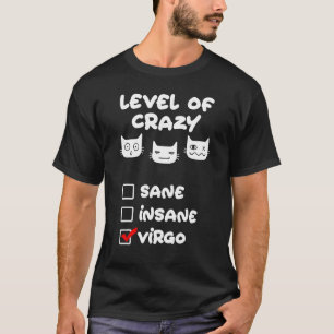Camiseta Nível de Virgem Louca - Símbolo Zodíaco Gato de An