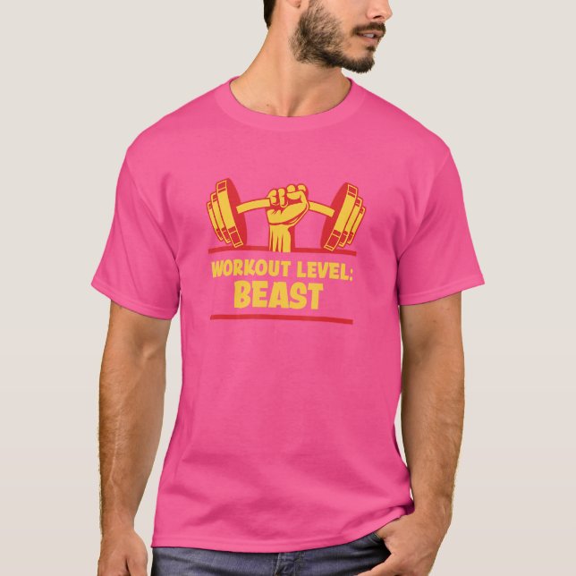 Camiseta Nível de Workout Beast Humor Gym Exercício Malhaçã (Frente)