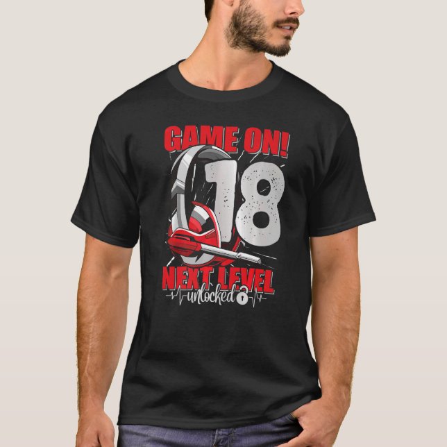 Camiseta Nível desbloqueado 18º Aniversário 18 Anos Garota  (Frente)