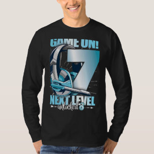 Camiseta Nível Desbloqueado 7 Birthday 7 Anos Menino Gamin