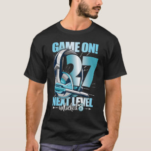 Camiseta Nível destravado 27. Aniversário 27 anos Mulher ma