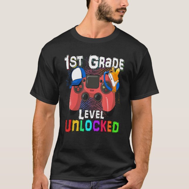 Camiseta Nível do jogo de vídeo desbloqueado 1 rua estudant (Frente)