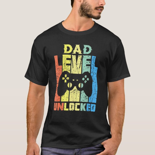 Camiseta Nível Do pai Desbloqueado Em Breve Para Ser Pai Gr (Frente)