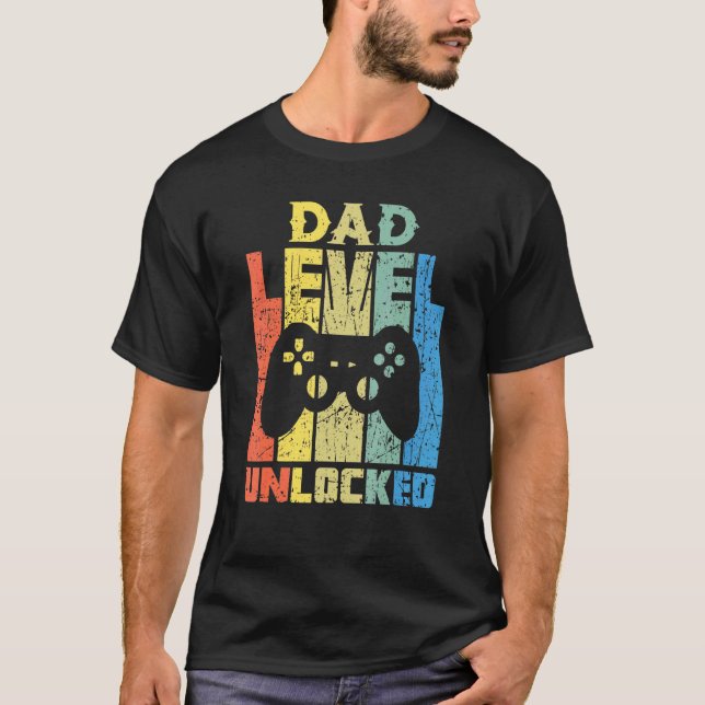 Camiseta Nível Do pai Desbloqueado Em Breve Para Ser Pai Gr (Frente)