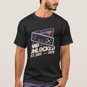 Camiseta "Nível do Pai Desbloqueado - Est. 2025" - Tema do