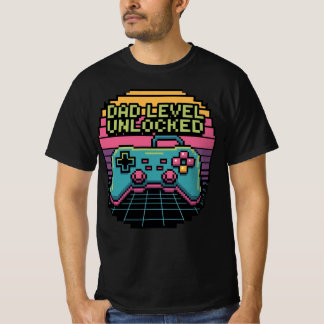 Camiseta NÍVEL DO pai DESBLOQUEADO - Pixel Gamer Edition Cl