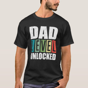 Camiseta Nível do Pai do Mens Desbloqueado Primeira Vez Pai