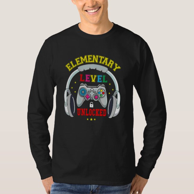 Camiseta Nível Elementar Desbloqueado Jogo de Vídeo De Volt (Frente)