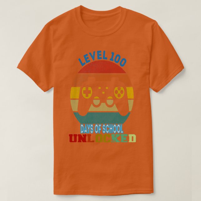 Camiseta nível engraçado 100 dias de escola desbloqueada 2 (Frente do Design)