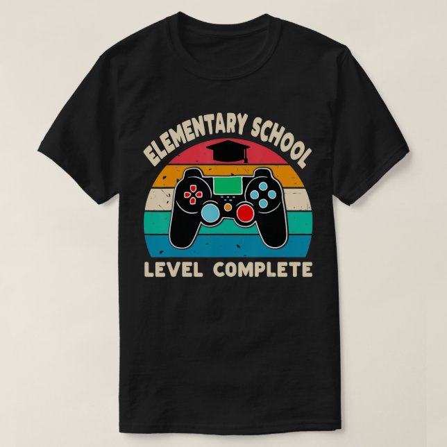 Camiseta Nível Escolar Elementar Nível Completo Gamer 6 Gra (Frente do Design)